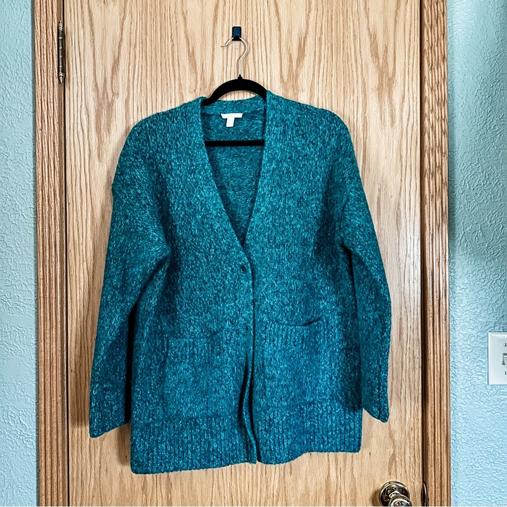 [cos] teal marled knit oversized cardigan